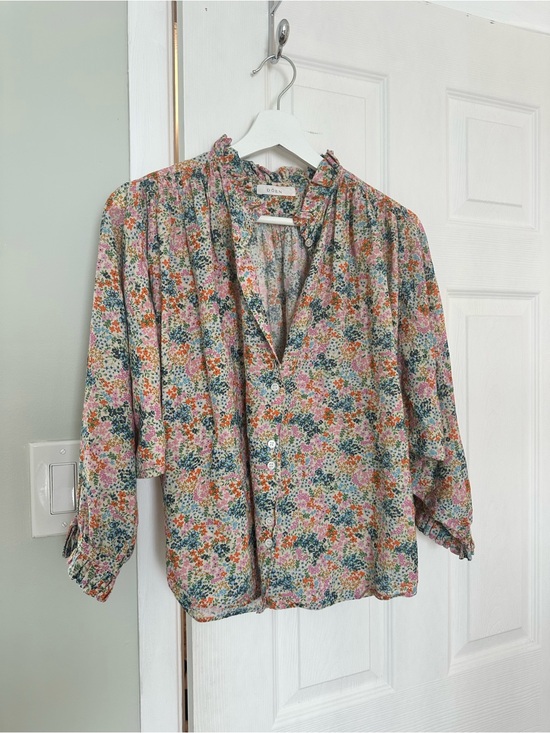 Doen Tops - Doen Rose Lady Bird Cream Ruffle-Neck Batwing Blouse